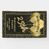 Banderoles 25e Bienvenue Noir & Or Random Numéro Motif 25 (Horizontal)