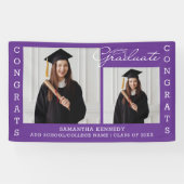Banderoles 2 Collage Photo Félicats Classe Grad De 2023 Purpl (Horizontal)