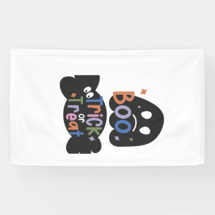 Banderoles 2 En Un Autocollants Halloween Boo et Trick or Tre
