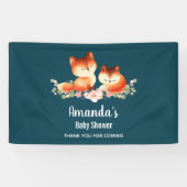 Banderoles 2 mignons petits renards rouges Baby shower d'aqua (Horizontal)
