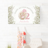 Banderoles 2e anniversaire mignon ours ours en peluche verdur (En situation)