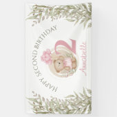 Banderoles 2e anniversaire mignon ours ours en peluche verdur (Vertical)