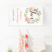 Banderoles 2e anniversaire rose fleurie couronne deux bannièr (En situation)