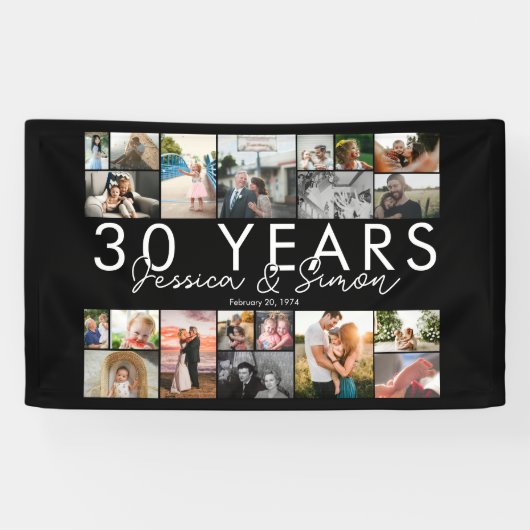 Banderoles 30 ans mariage anniversaire photo collage modifiab (Horizontal)