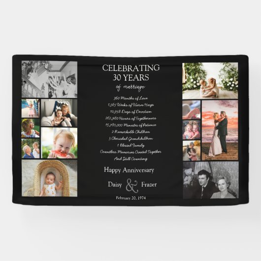Banderoles 30 ans mariage anniversaire photo collage modifiab (Horizontal)