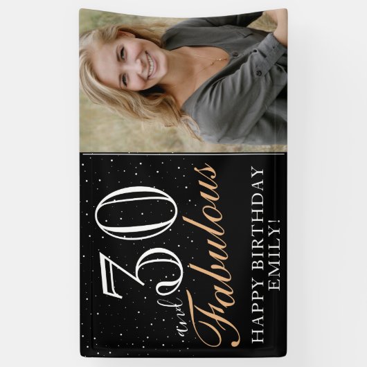 Banderoles 30 et fabuleux Elegant Black 30th Birthday Photo (Vertical)