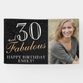 Banderoles 30 et fabuleux Elegant Black 30th Birthday Photo (Horizontal)
