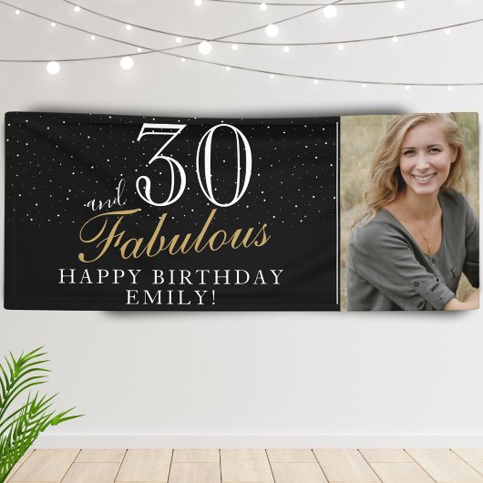 Banderoles 30 et fabuleux moderne Black 30th Birthday Photo