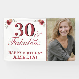 Banderoles 30 & Fabulous Watercolor Floral 30e anniversaire