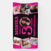 Banderoles 30e anniversaire 7 photos nom rose noir (Verticale)