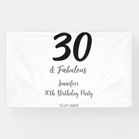 Banderoles 30e anniversaire ajouter nom date année noir (Horizontal)