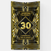 Banderoles 30e anniversaire Art Déco Gold Black Great Gatsby (Vertical)
