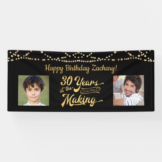 Banderoles 30e anniversaire Black Gold String éclaire Photos (Horizontal)