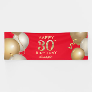 Banderoles 30e Anniversaire des Ballons Rouge et Or