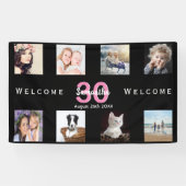 Banderoles 30e anniversaire fête photo collage fille noir (Horizontal)