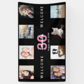 Banderoles 30e anniversaire fête photo collage fille noir (Vertical)