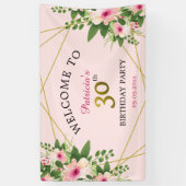 Banderoles 30e anniversaire Fête rose Florale Bienvenue (Vertical)