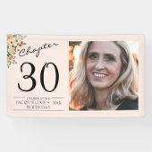 Banderoles 30e anniversaire Floral Pink Photo (Horizontal)