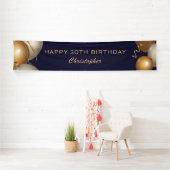 Banderoles 30e Anniversaire Marine Bleu et Ballons d'or (En situation)