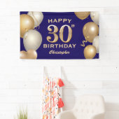 Banderoles 30e Anniversaire Marine Bleu et Ballons d'or (En situation)