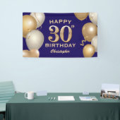 Banderoles 30e Anniversaire Marine Bleu et Ballons d'or (Salon professionnel)