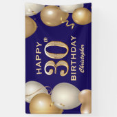 Banderoles 30e Anniversaire Marine Bleu et Ballons d'or (Vertical)