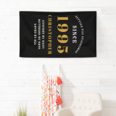 Banderoles 30e Anniversaire Né 1995 Ajouter Nom Noir Or (En situation)