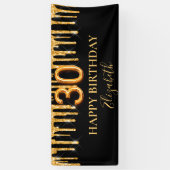 Banderoles 30e anniversaire noir gouttes de parties scintilla (Vertical)