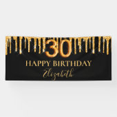 Banderoles 30e anniversaire noir gouttes de parties scintilla (Horizontal)