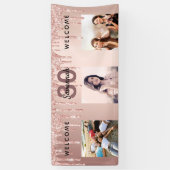 Banderoles 30e anniversaire photo rose or parties scintillant (Vertical)