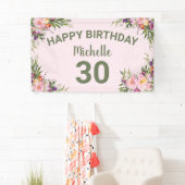 Banderoles 30e anniversaire Pink Purple Aquarelle Florale (En situation)