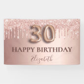 Banderoles 30e anniversaire rose gouttes rose or (Horizontal)