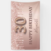 Banderoles 30e anniversaire rose gouttes rose or (Vertical)