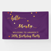 Banderoles 30e anniversaire violet or bonjour 30 nom script (Horizontal)