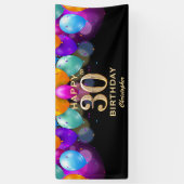 Banderoles 30e fête d'anniversaire Ballons noirs et or (Vertical)