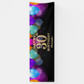 Banderoles 30e fête d'anniversaire Ballons noirs et or (Vertical)