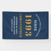 Banderoles 30th Birthday Born 1993 Ajouter Nom Blue Gold (Horizontal)