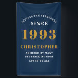Banderoles 30th Birthday Born 1993 Ajouter Nom Blue Gold<br><div class="desc">Anniversaire personnalisé ajoutez votre nom et la bannière année. Modifiez le nom et l'année avec le modèle fourni. Un merveilleux accessoire de fête d'anniversaire personnalisé. Plus de cadeaux et de fournitures de fête disponibles avec le design "normes de fixation" dans le magasin.</div>