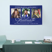 Banderoles 3 Collage photo Félicitations Diplômé Bleu 2025 (Salon professionnel)