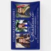 Banderoles 3 Collage photo Félicitations Diplômé Bleu 2025 (Vertical)