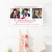 Banderoles 3 Photo Collage Félicitations Diplômé Rouge Blanc (En situation)