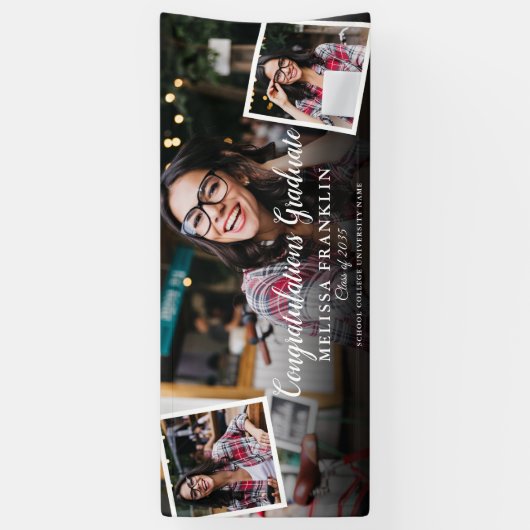 Banderoles 3 Photo Collage Moderne Graduation Party (Vertical)