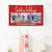 Banderoles 3 Photo Famille Noël Salutation - script moderne (En situation)