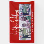 Banderoles 3 Photo Famille Noël Salutation - script moderne (Vertical)