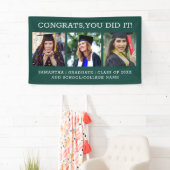 Banderoles 3 Photo Félicats Gradué 2025 Graduation Green (En situation)
