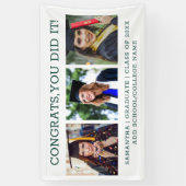 Banderoles 3 Photos Collage Félicitations Diplômé 2023 Vert B (Vertical)