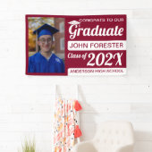 Banderoles 3' x 5' Red & White Congrats Diplômé avec photo (En situation)