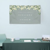Banderoles 3'x5' Green Snowberry+Eucalyptus Mariage Welcome B (Salon professionnel)
