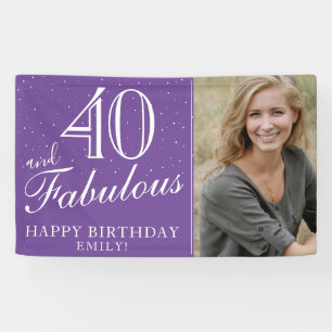 Banderoles 40 ans et Fabuleux Photo Moderne Violet pour 40e A