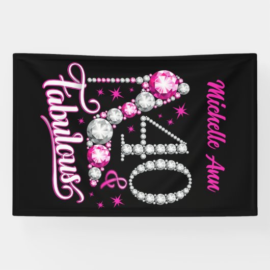 Banderoles 40 et fabuleux, 40e anniversaire, n'importe quel n (Horizontal)